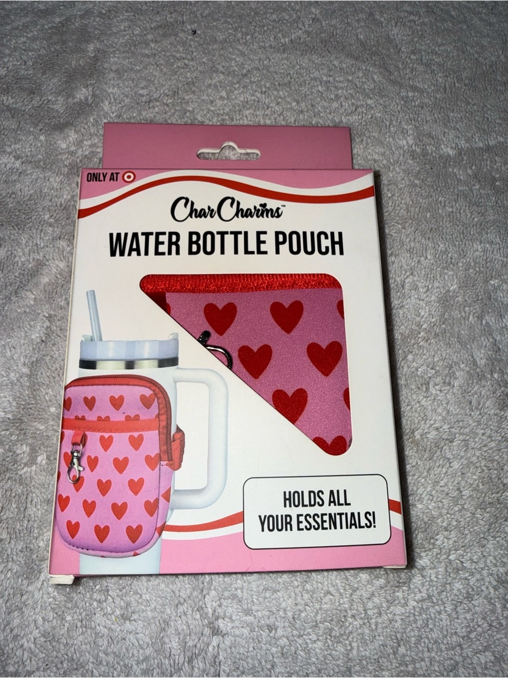 Pink Heart Water Bottle Pouch
